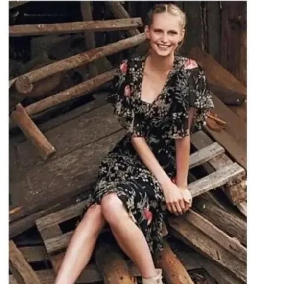 Girls from Savoy x Anthropologie | Floral Midi Dress | Size 6 - Picture 1 of 7